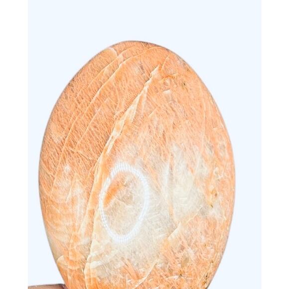 Peach Moonstone Free Form Approx 1245 ctw 4” T x 3 1/2” W - Picture 1 of 8